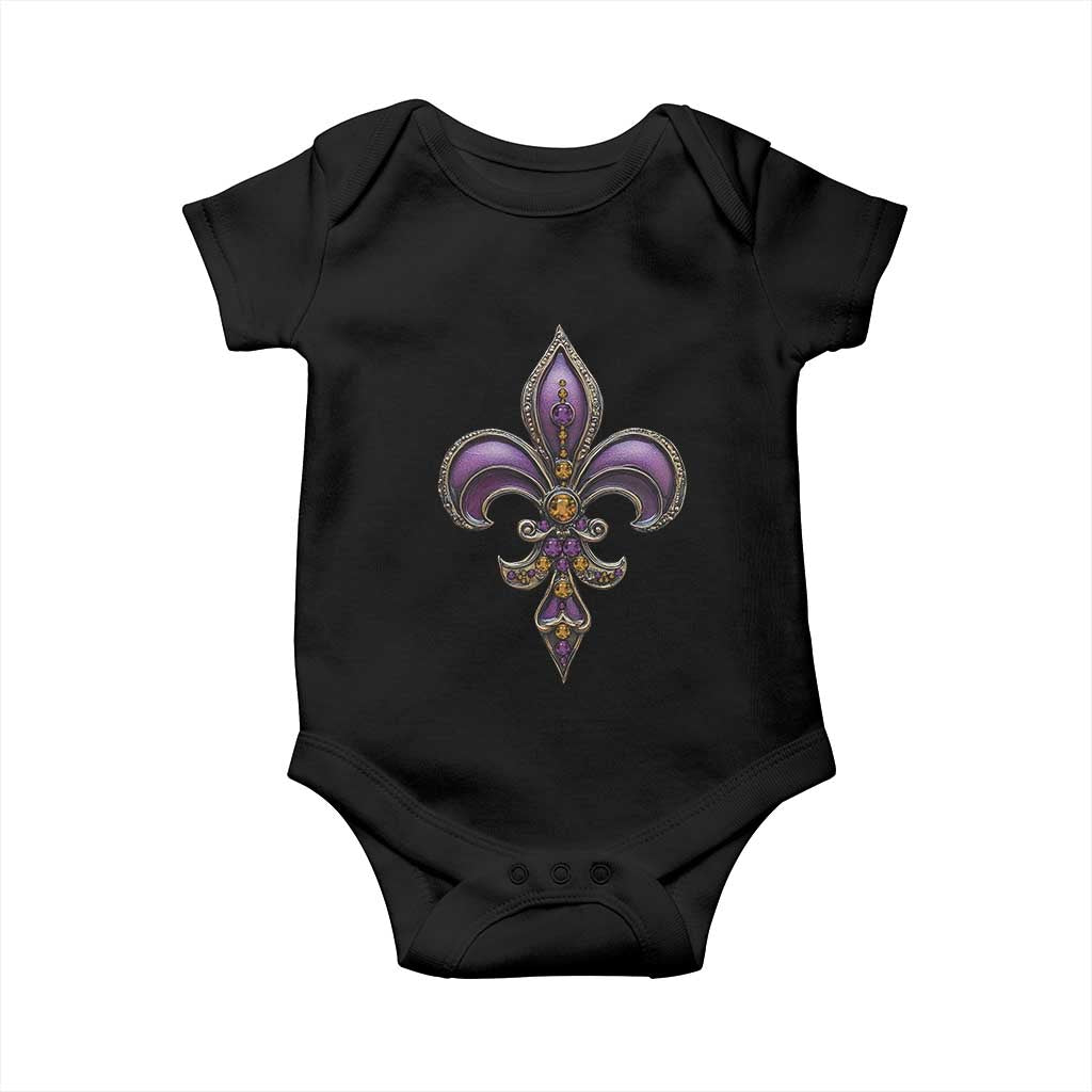 Louisiana Aesthetic Fleur De Lis Baby Onesie TS09 Black Print Your Wear