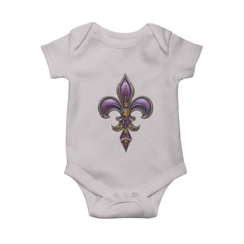 Louisiana Aesthetic Fleur De Lis Baby Onesie TS09 Ice Gray Print Your Wear