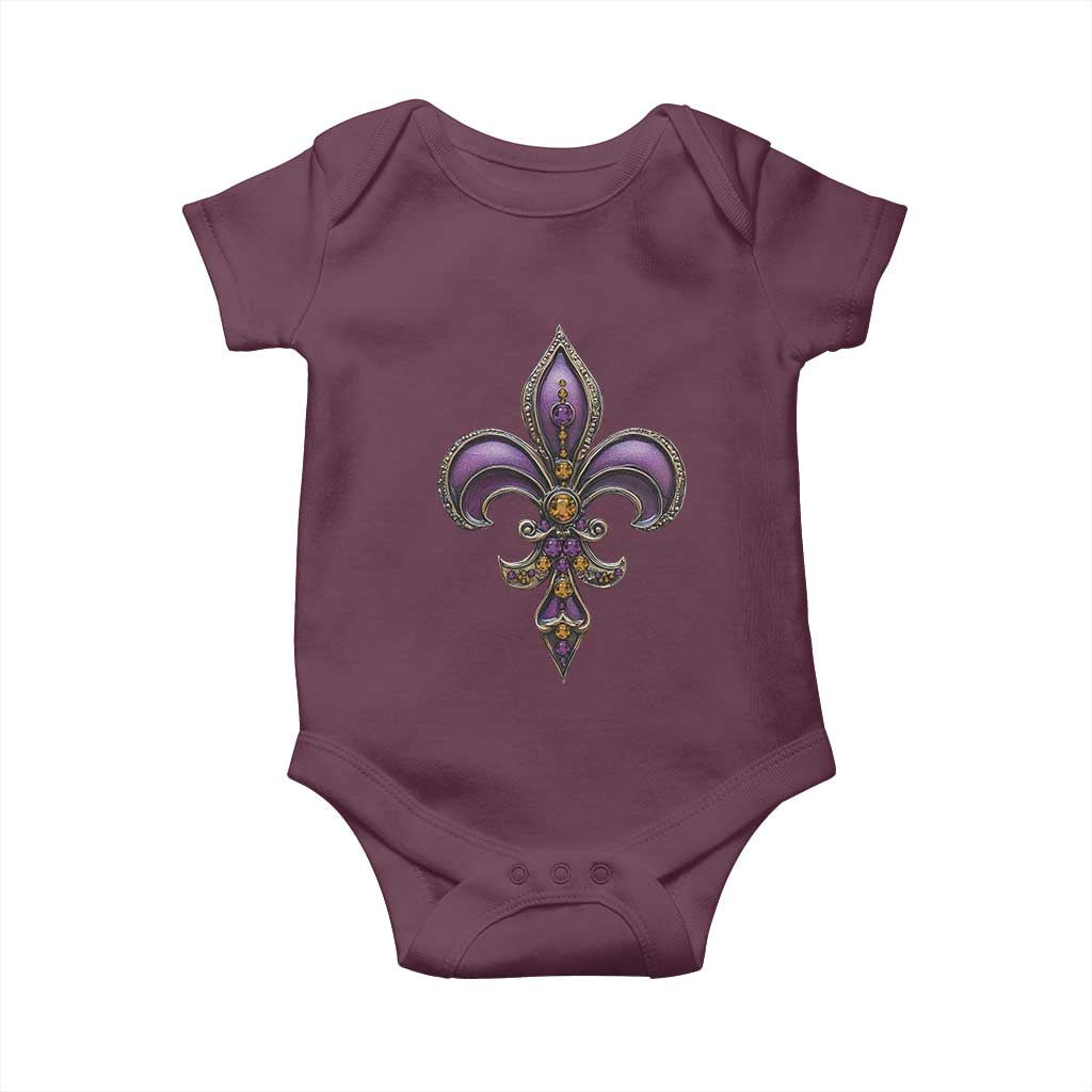Louisiana Aesthetic Fleur De Lis Baby Onesie TS09 Maroon Print Your Wear