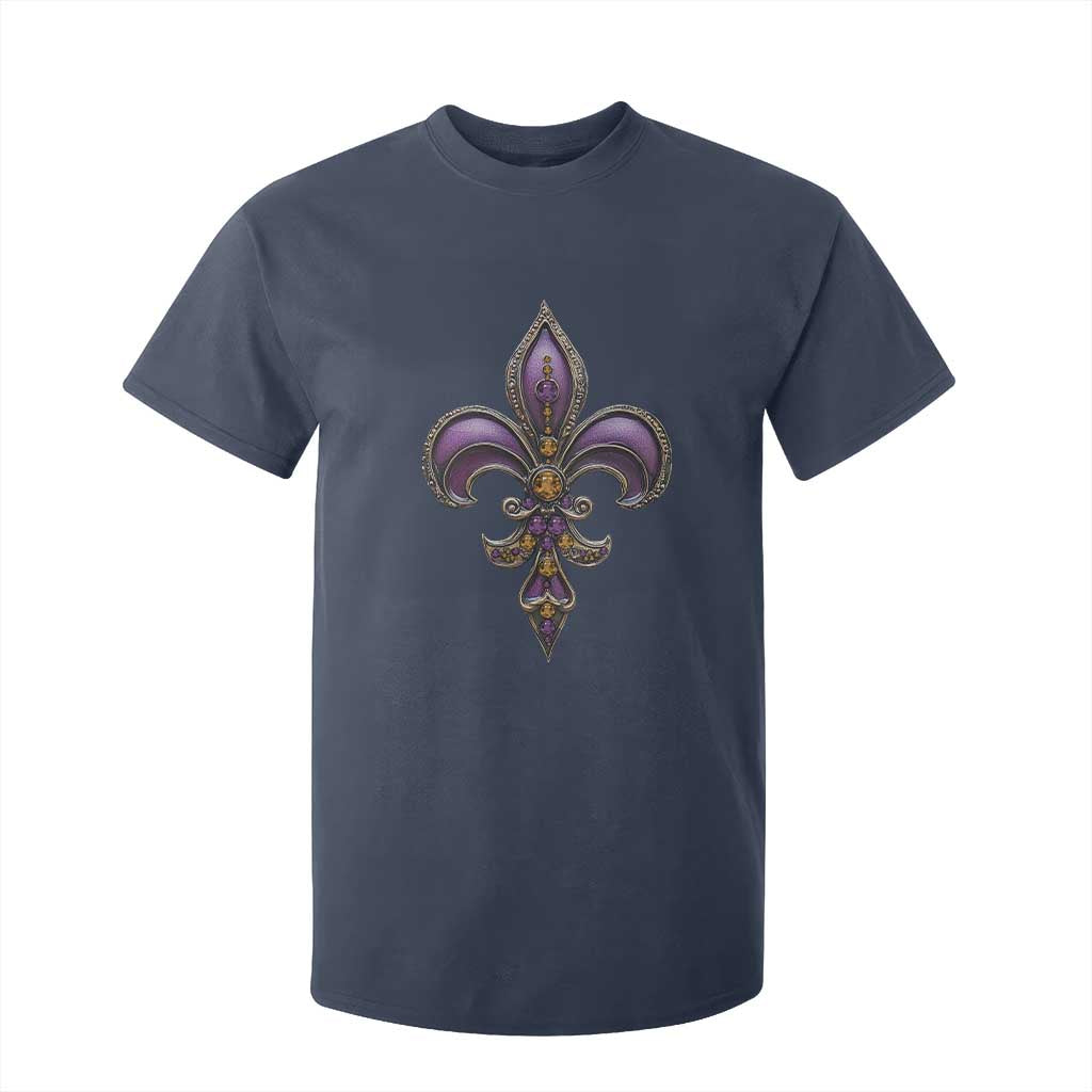 Louisiana Aesthetic Fleur De Lis T Shirt For Kid TS09 Navy Print Your Wear