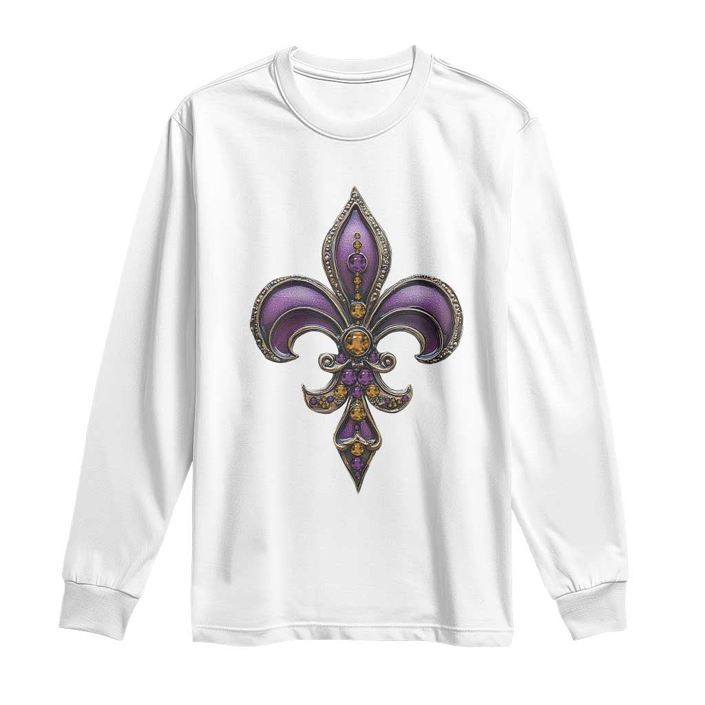 Louisiana Aesthetic Fleur De Lis Long Sleeve Shirt TS09 White Print Your Wear