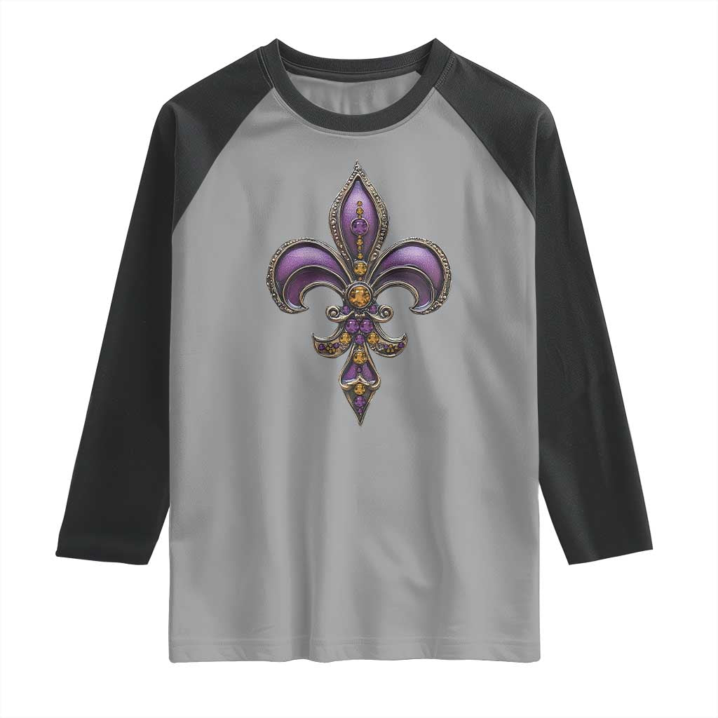 Louisiana Aesthetic Fleur De Lis Raglan Shirt TS09 Sport Gray Black Print Your Wear