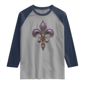 Louisiana Aesthetic Fleur De Lis Raglan Shirt TS09 Sport Gray Navy Print Your Wear