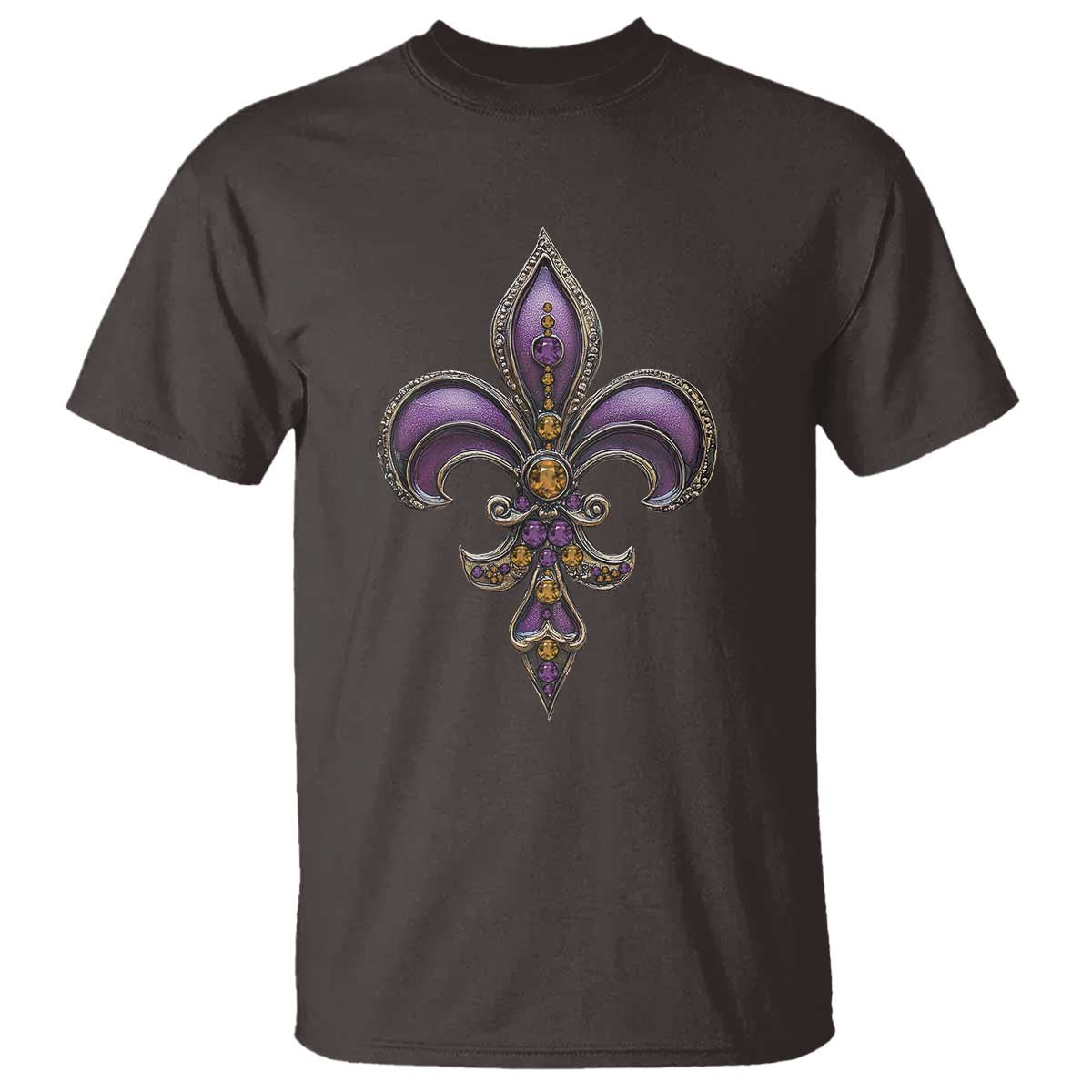 Louisiana Aesthetic Fleur De Lis T Shirt TS09 Dark Chocolate Print Your Wear