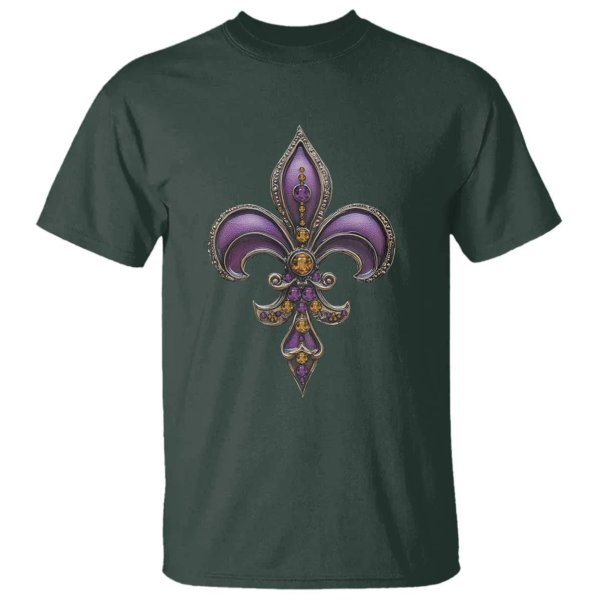 Louisiana Aesthetic Fleur De Lis T Shirt TS09 Dark Forest Green Print Your Wear