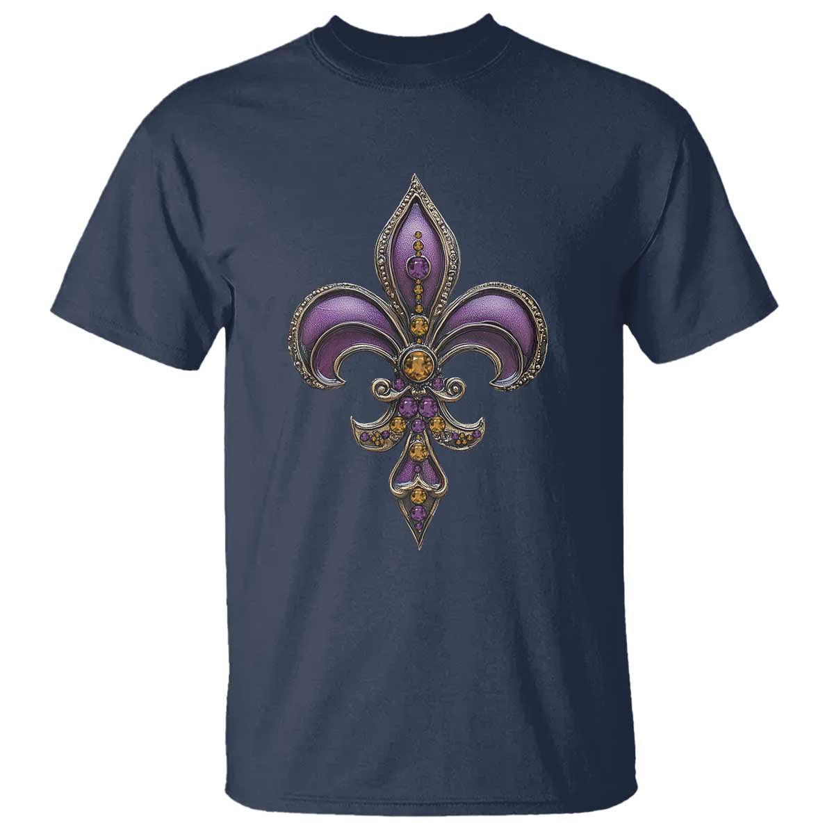Louisiana Aesthetic Fleur De Lis T Shirt TS09 Navy Print Your Wear