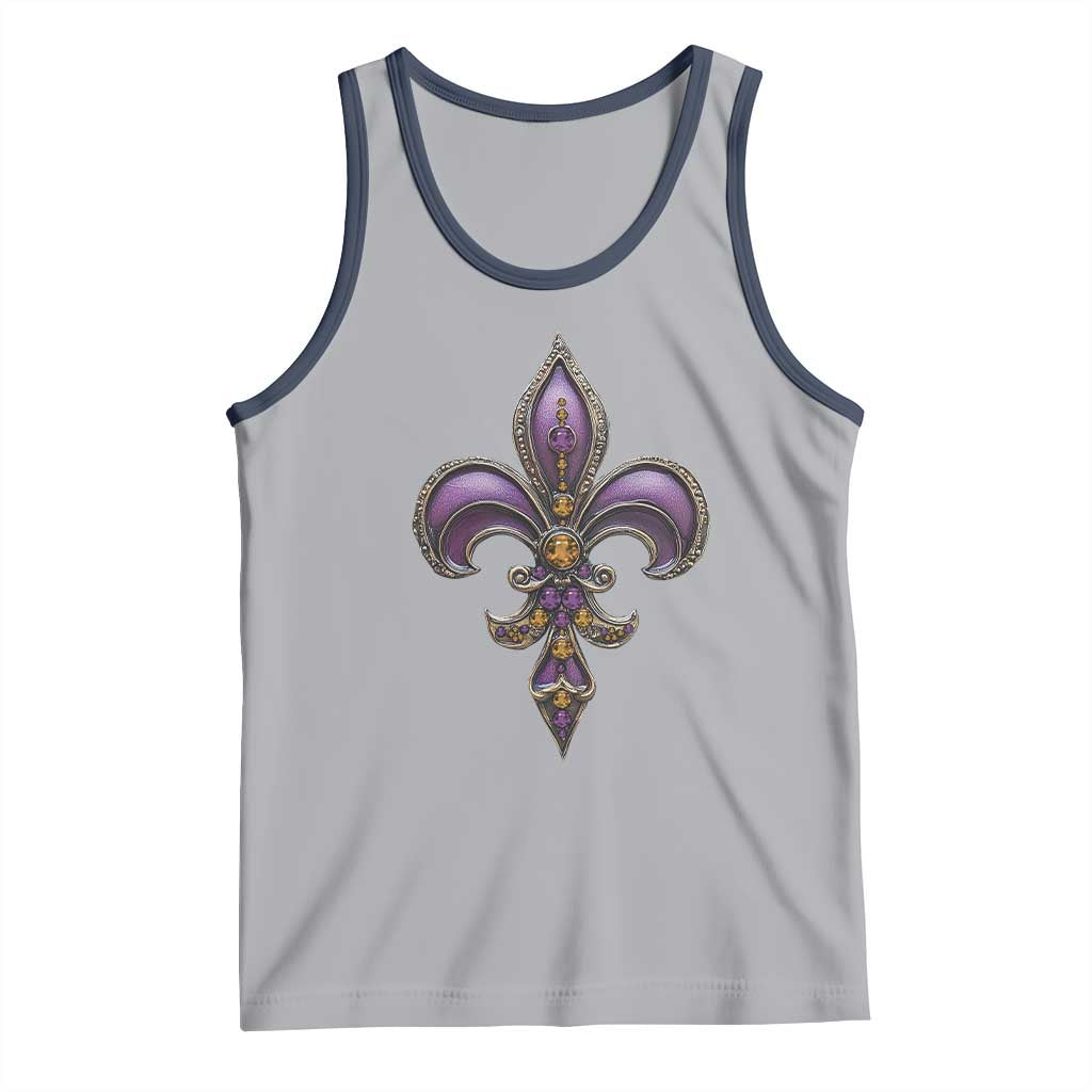 Louisiana Aesthetic Fleur De Lis Tank Top TS09 Athletic Heather Navy Print Your Wear