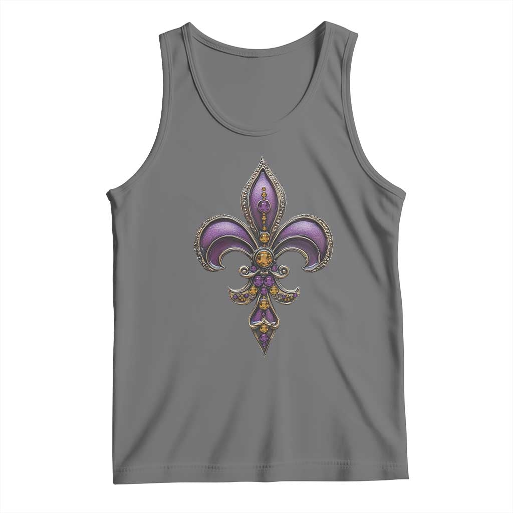 Louisiana Aesthetic Fleur De Lis Tank Top TS09 Black Heather Print Your Wear