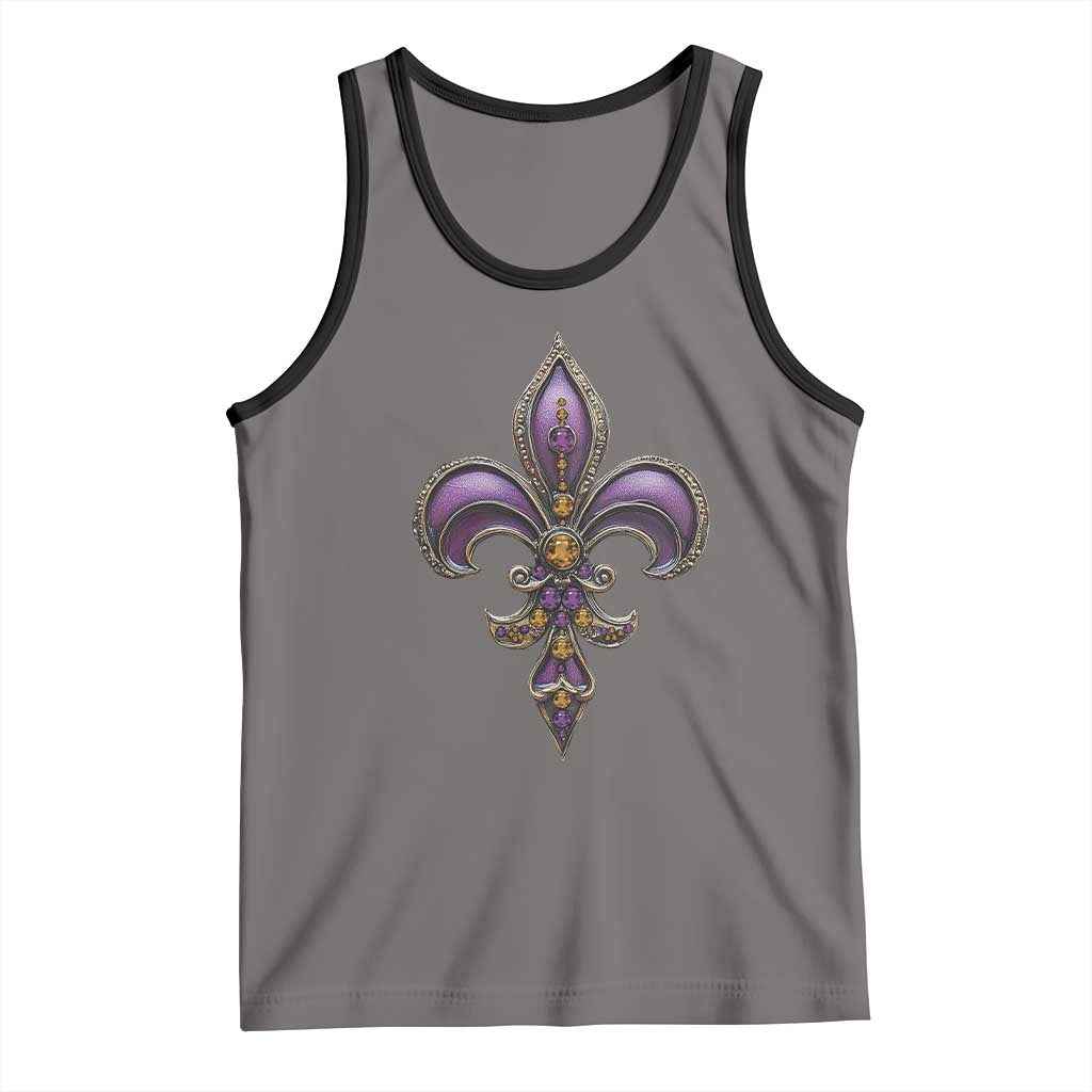 Louisiana Aesthetic Fleur De Lis Tank Top TS09 Deep Heather Black Print Your Wear