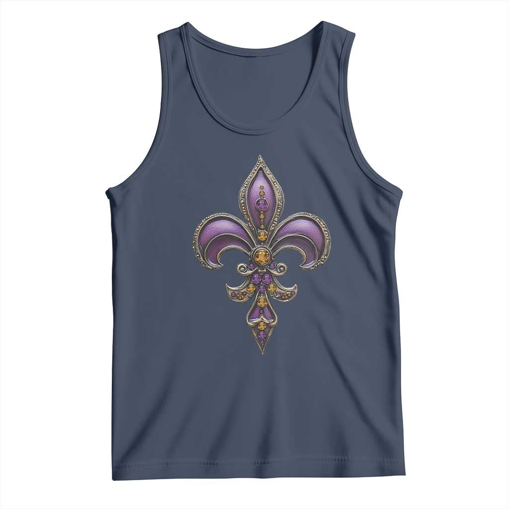 Louisiana Aesthetic Fleur De Lis Tank Top TS09 Navy Print Your Wear