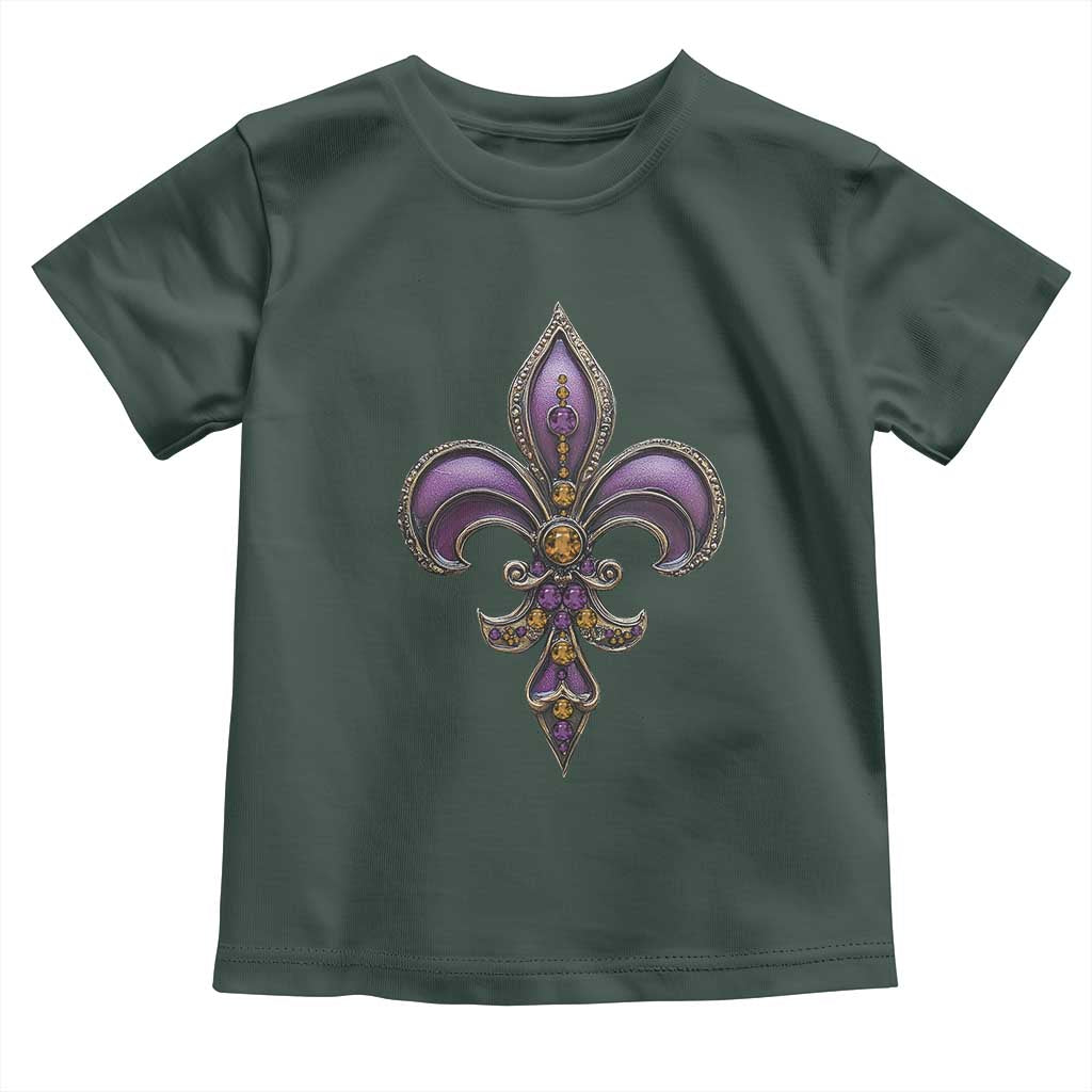 Louisiana Aesthetic Fleur De Lis Toddler T Shirt TS09 Dark Forest Green Print Your Wear
