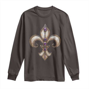 Aesthetic Fleur De Lis Long Sleeve Shirt TS09 Dark Chocolate Print Your Wear