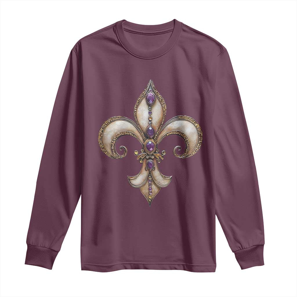 Aesthetic Fleur De Lis Long Sleeve Shirt TS09 Maroon Print Your Wear