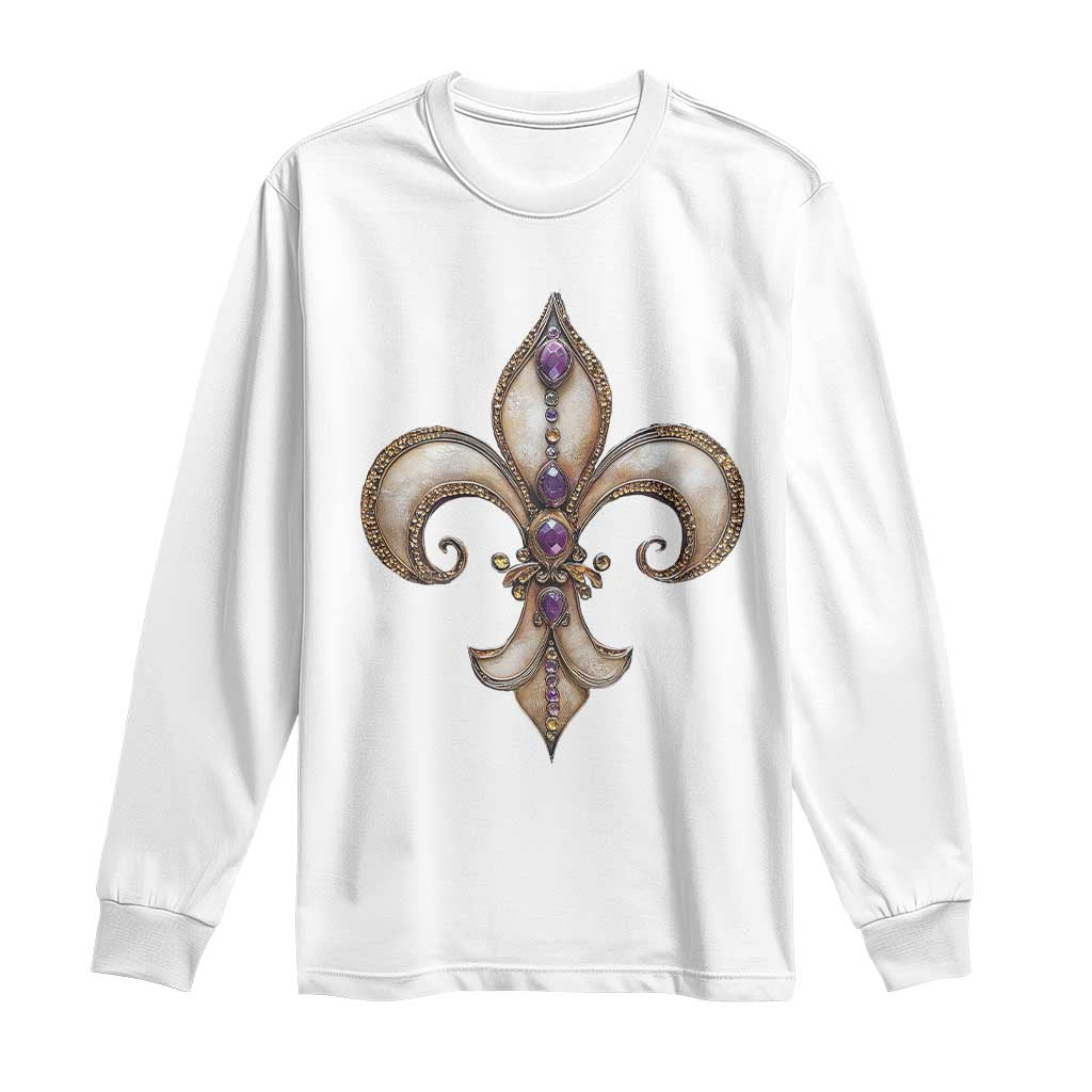 Aesthetic Fleur De Lis Long Sleeve Shirt TS09 White Print Your Wear