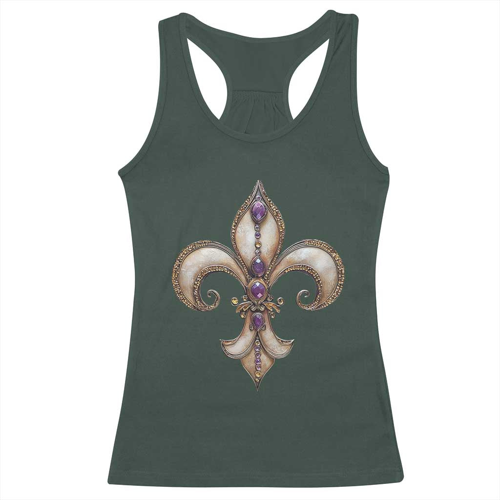 Aesthetic Fleur De Lis Racerback Tank Top TS09 Dark Forest Green Print Your Wear