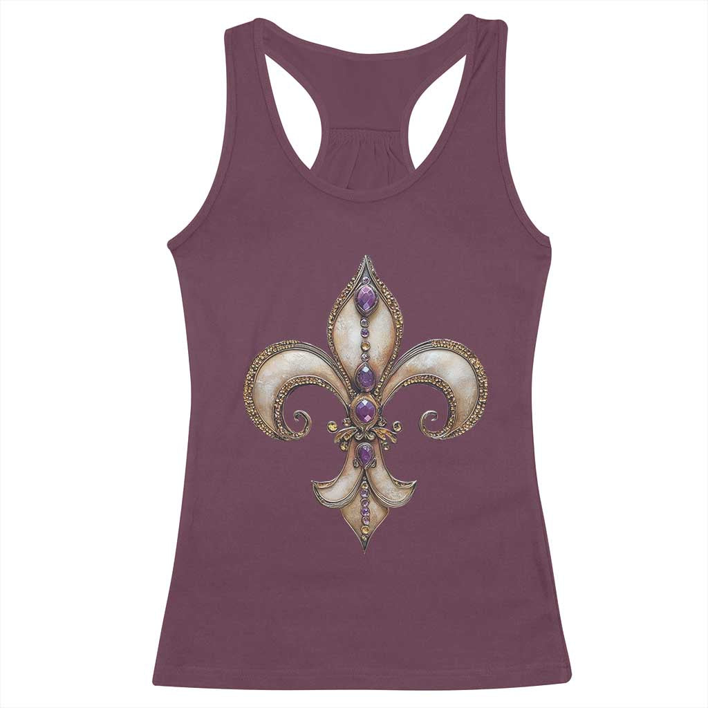 Aesthetic Fleur De Lis Racerback Tank Top TS09 Maroon Print Your Wear