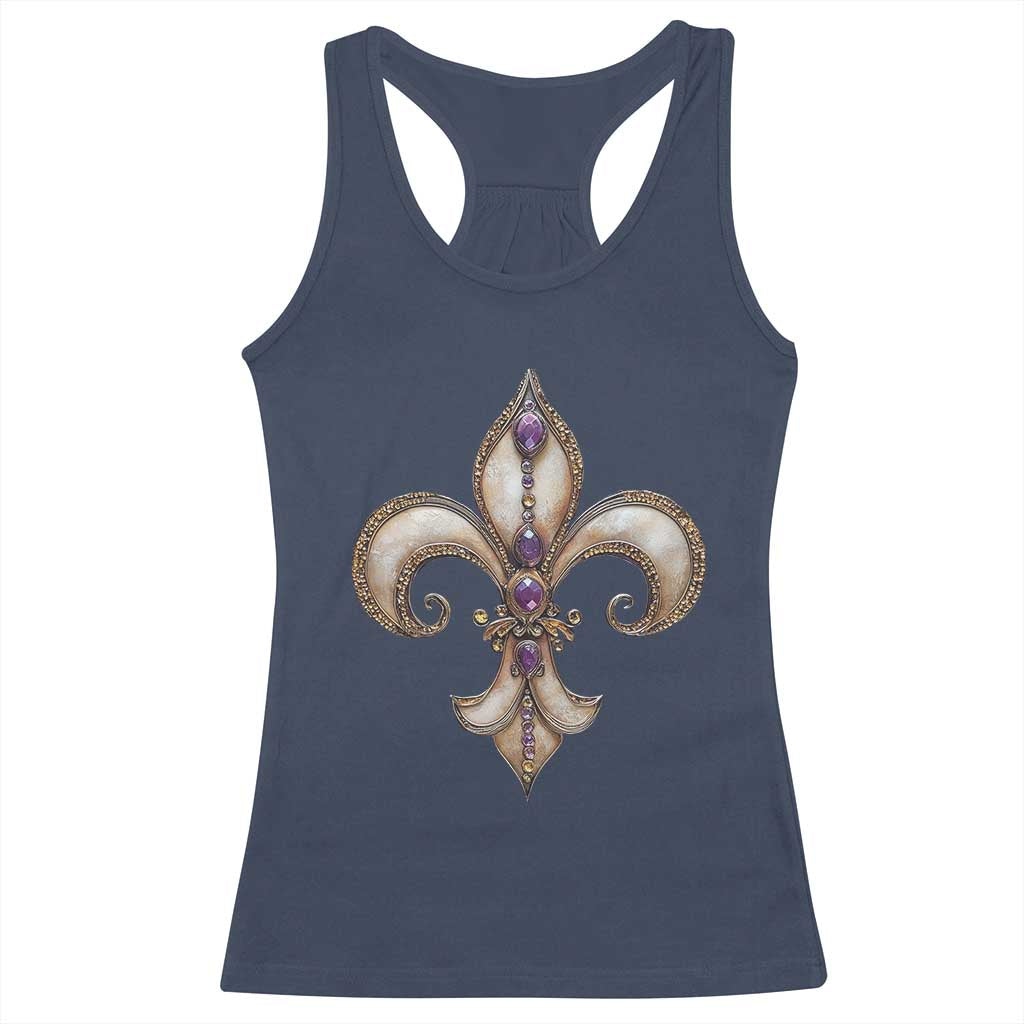 Aesthetic Fleur De Lis Racerback Tank Top TS09 Navy Print Your Wear