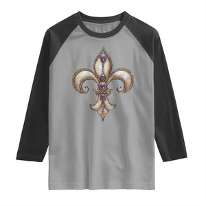 Aesthetic Fleur De Lis Raglan Shirt TS09 Sport Gray Black Print Your Wear
