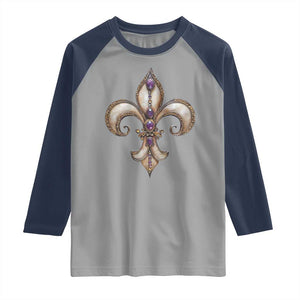 Aesthetic Fleur De Lis Raglan Shirt TS09 Sport Gray Navy Print Your Wear