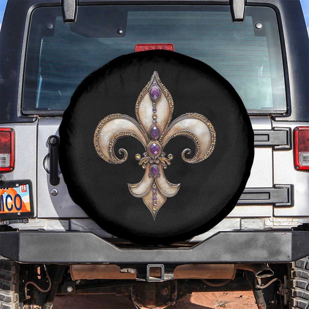 Aesthetic Fleur De Lis Spare Tire Cover TS09 No hole Black Print Your Wear