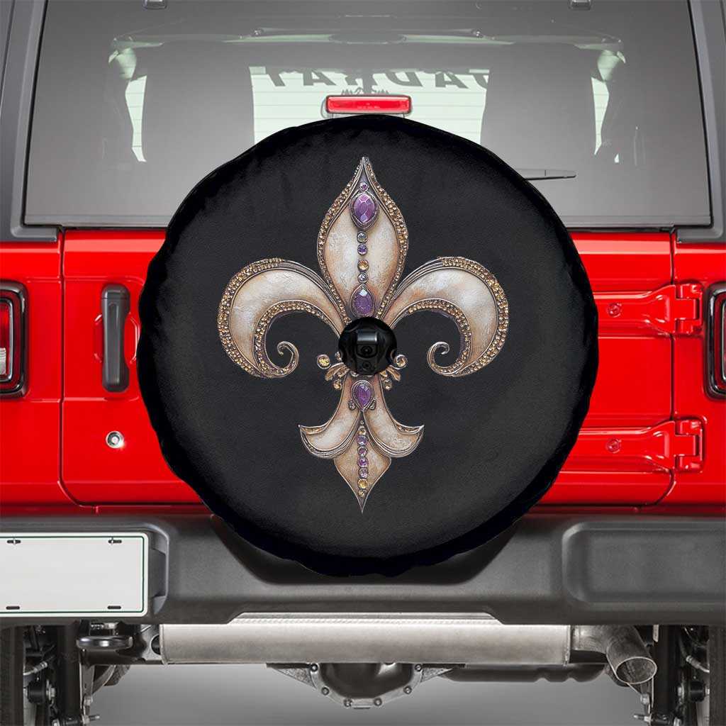 Aesthetic Fleur De Lis Spare Tire Cover TS09 Black Print Your Wear