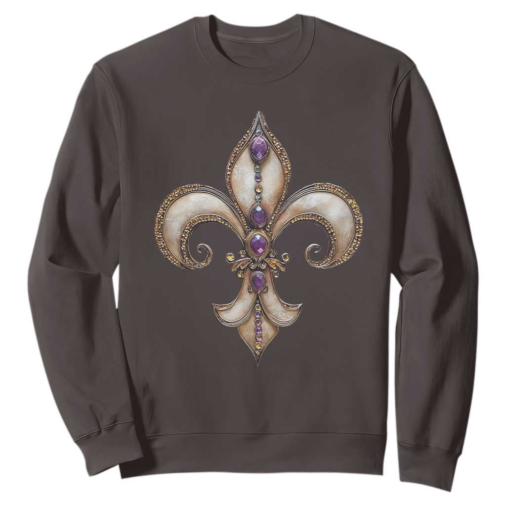 Aesthetic Fleur De Lis Sweatshirt TS09 Dark Chocolate Print Your Wear