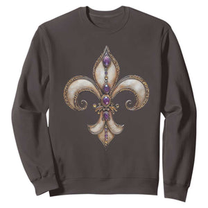 Aesthetic Fleur De Lis Sweatshirt TS09 Dark Chocolate Print Your Wear
