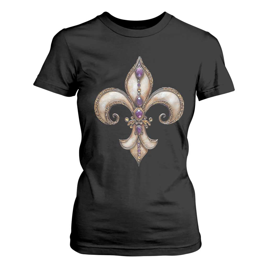 Aesthetic Fleur De Lis T Shirt For Women TS09 Black Print Your Wear
