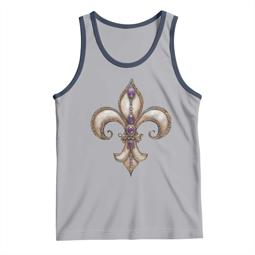 Aesthetic Fleur De Lis Tank Top TS09 Athletic Heather Navy Print Your Wear