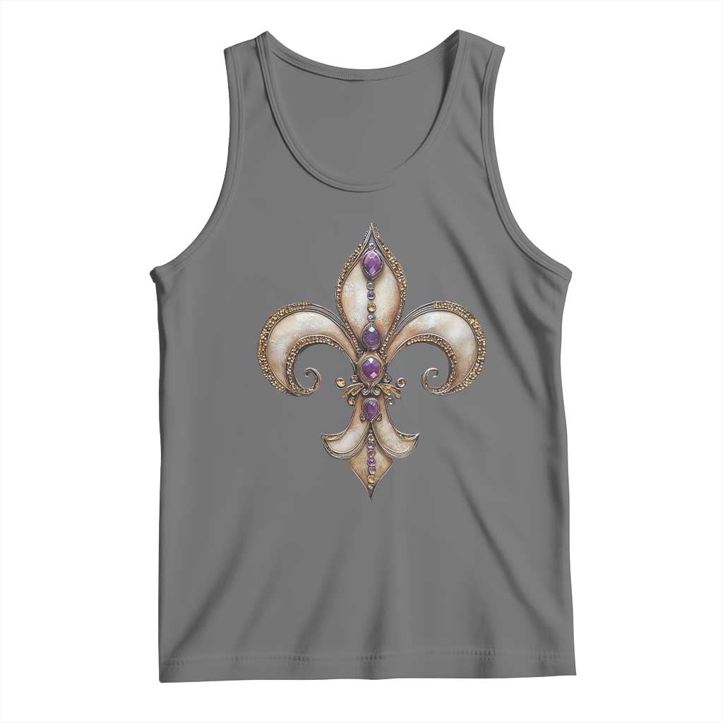 Aesthetic Fleur De Lis Tank Top TS09 Black Heather Print Your Wear