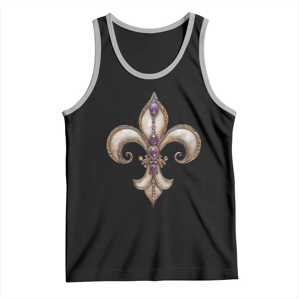 Aesthetic Fleur De Lis Tank Top TS09 Black Athletic Heather Print Your Wear