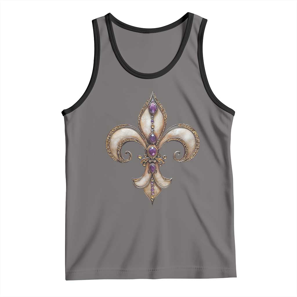 Aesthetic Fleur De Lis Tank Top TS09 Deep Heather Black Print Your Wear