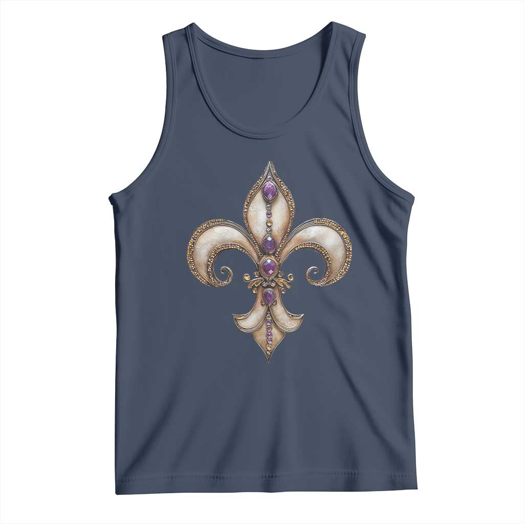 Aesthetic Fleur De Lis Tank Top TS09 Navy Print Your Wear