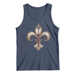 Aesthetic Fleur De Lis Tank Top TS09 Navy Print Your Wear