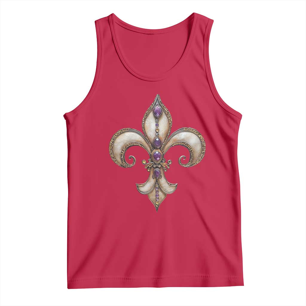 Aesthetic Fleur De Lis Tank Top TS09 Red Print Your Wear