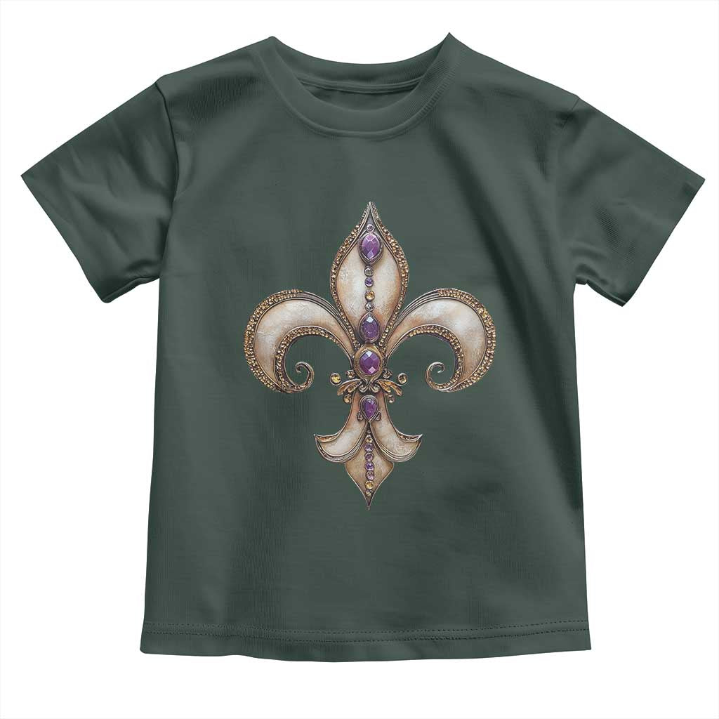 Aesthetic Fleur De Lis Toddler T Shirt TS09 Dark Forest Green Print Your Wear