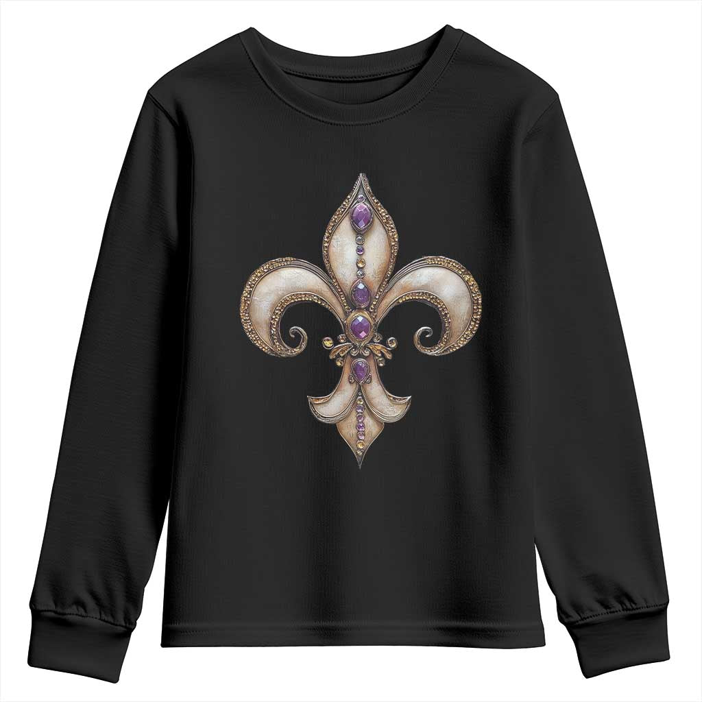 Aesthetic Fleur De Lis Youth Sweatshirt TS09 Black Print Your Wear