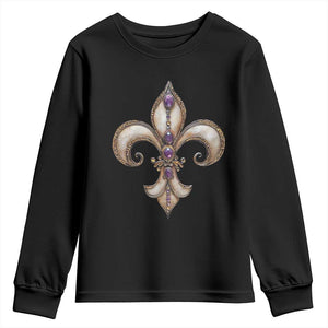 Aesthetic Fleur De Lis Youth Sweatshirt TS09 Black Print Your Wear