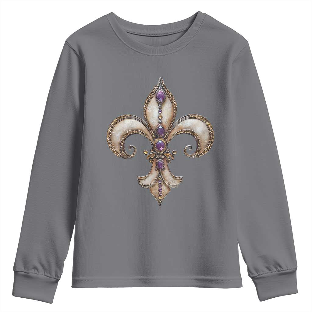 Aesthetic Fleur De Lis Youth Sweatshirt TS09 Charcoal Print Your Wear