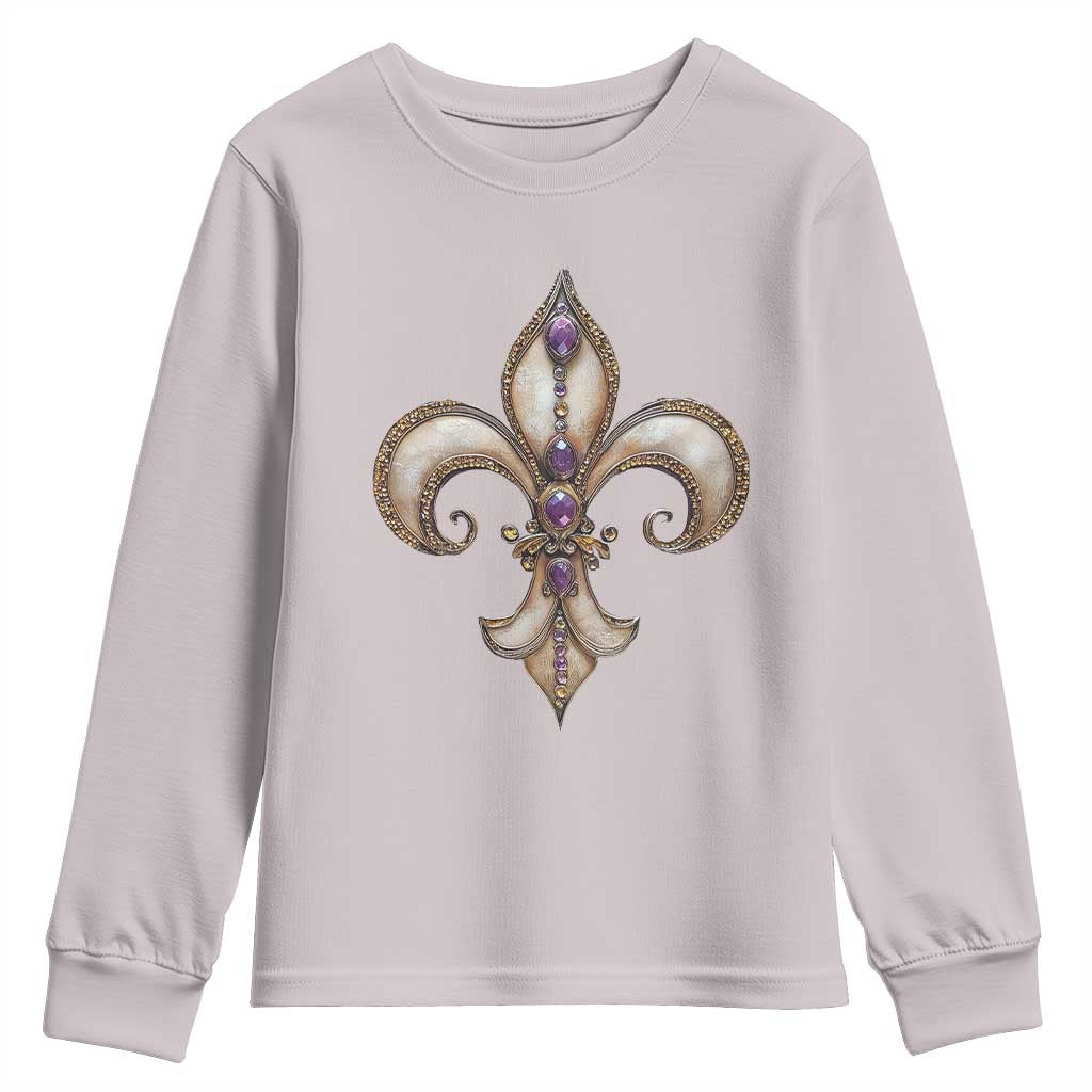 Aesthetic Fleur De Lis Youth Sweatshirt TS09 Ice Gray Print Your Wear