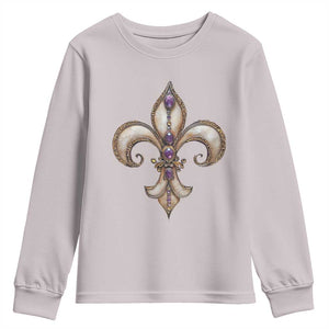 Aesthetic Fleur De Lis Youth Sweatshirt TS09 Ice Gray Print Your Wear