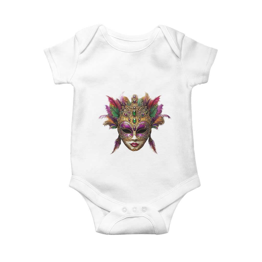 Jeweled Mask Louisiana Mardi Gras Baby Onesie TS09 White Print Your Wear