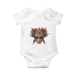 Jeweled Mask Louisiana Mardi Gras Baby Onesie TS09 White Print Your Wear