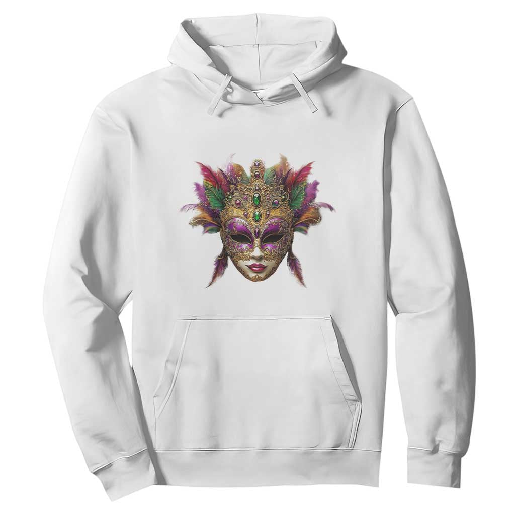 Jeweled Mask Louisiana Mardi Gras Hoodie TS09 White Print Your Wear