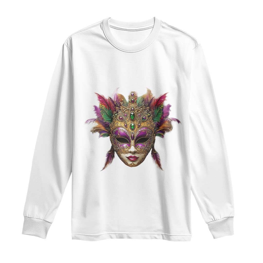 Jeweled Mask Louisiana Mardi Gras Long Sleeve Shirt TS09 White Print Your Wear