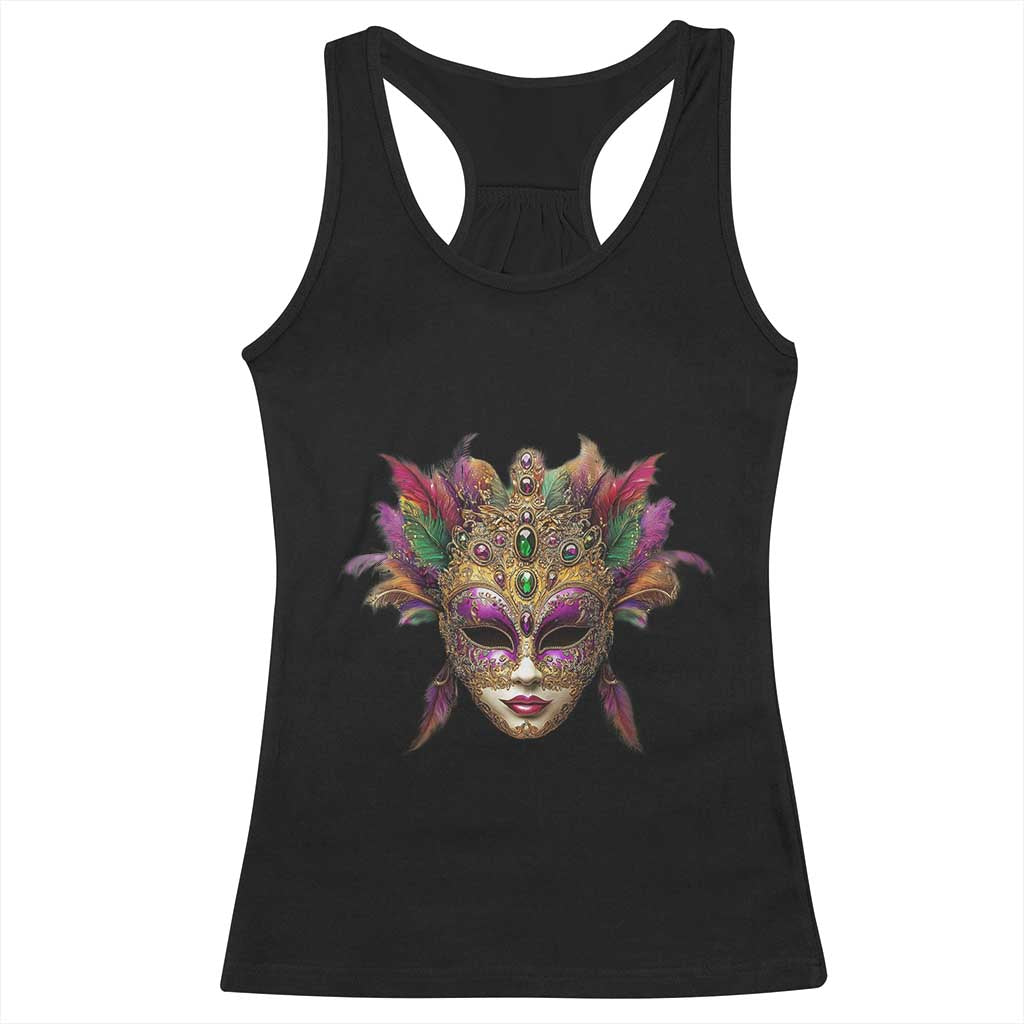 Jeweled Mask Louisiana Mardi Gras Racerback Tank Top TS09 Black Print Your Wear