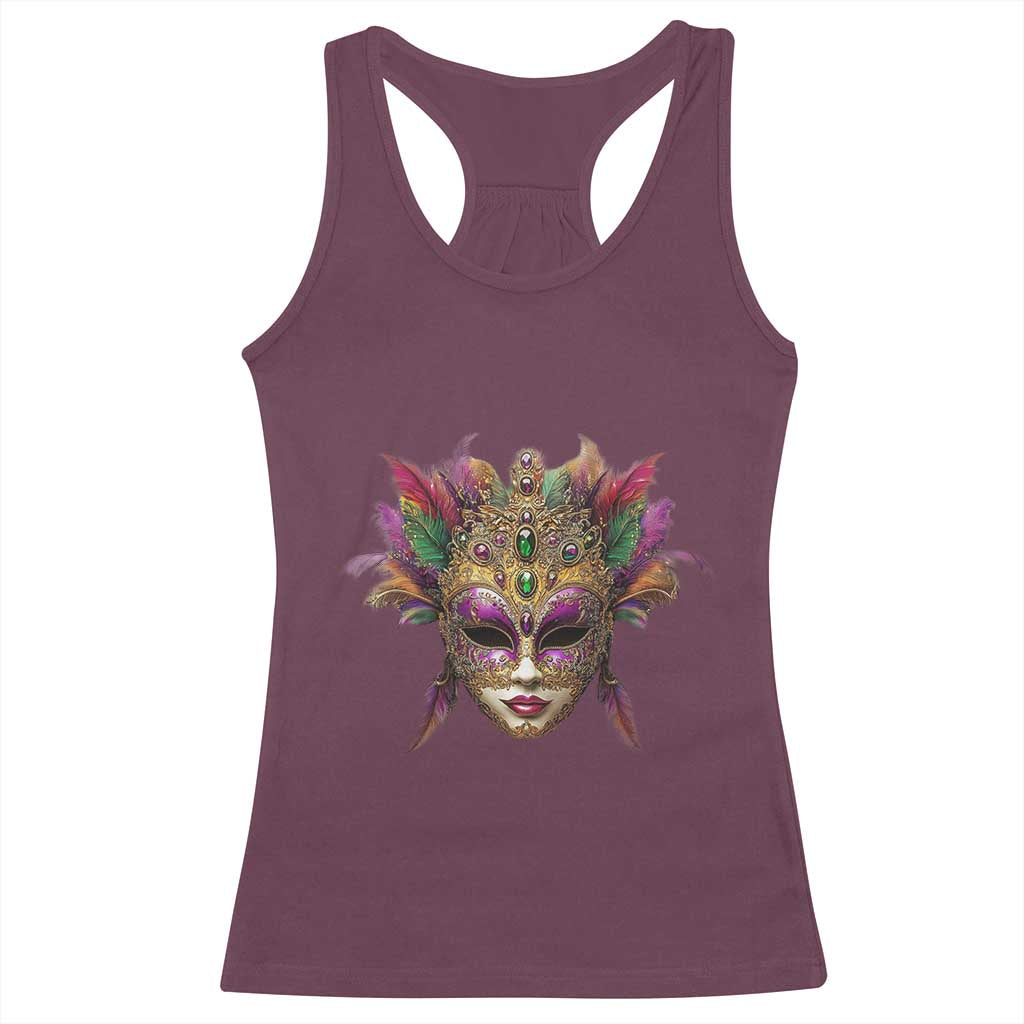 Jeweled Mask Louisiana Mardi Gras Racerback Tank Top TS09 Maroon Print Your Wear