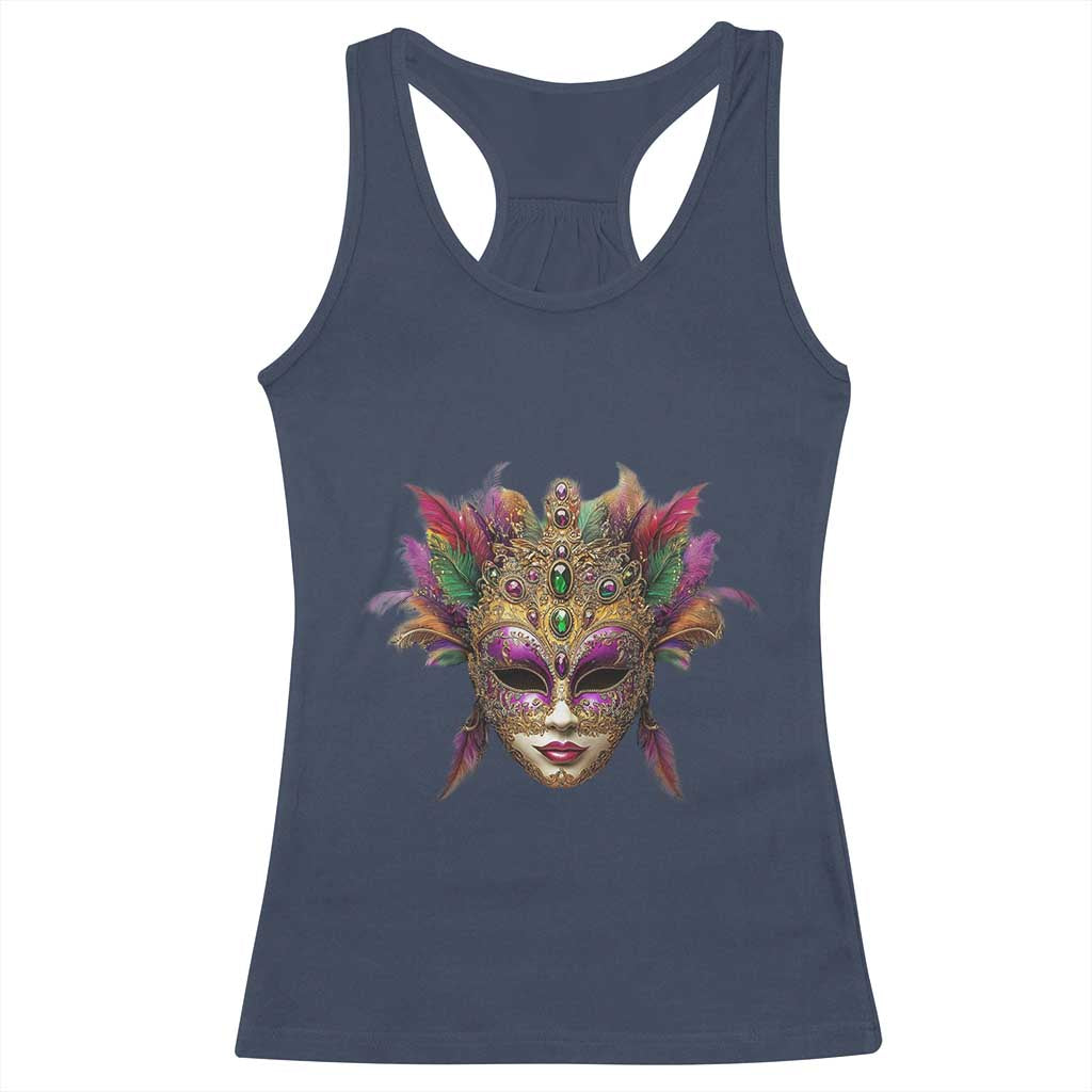 Jeweled Mask Louisiana Mardi Gras Racerback Tank Top TS09 Navy Print Your Wear