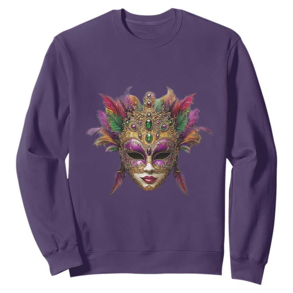 Jeweled Mask Louisiana Mardi Gras Sweatshirt TS09 Purple Print Your Wear