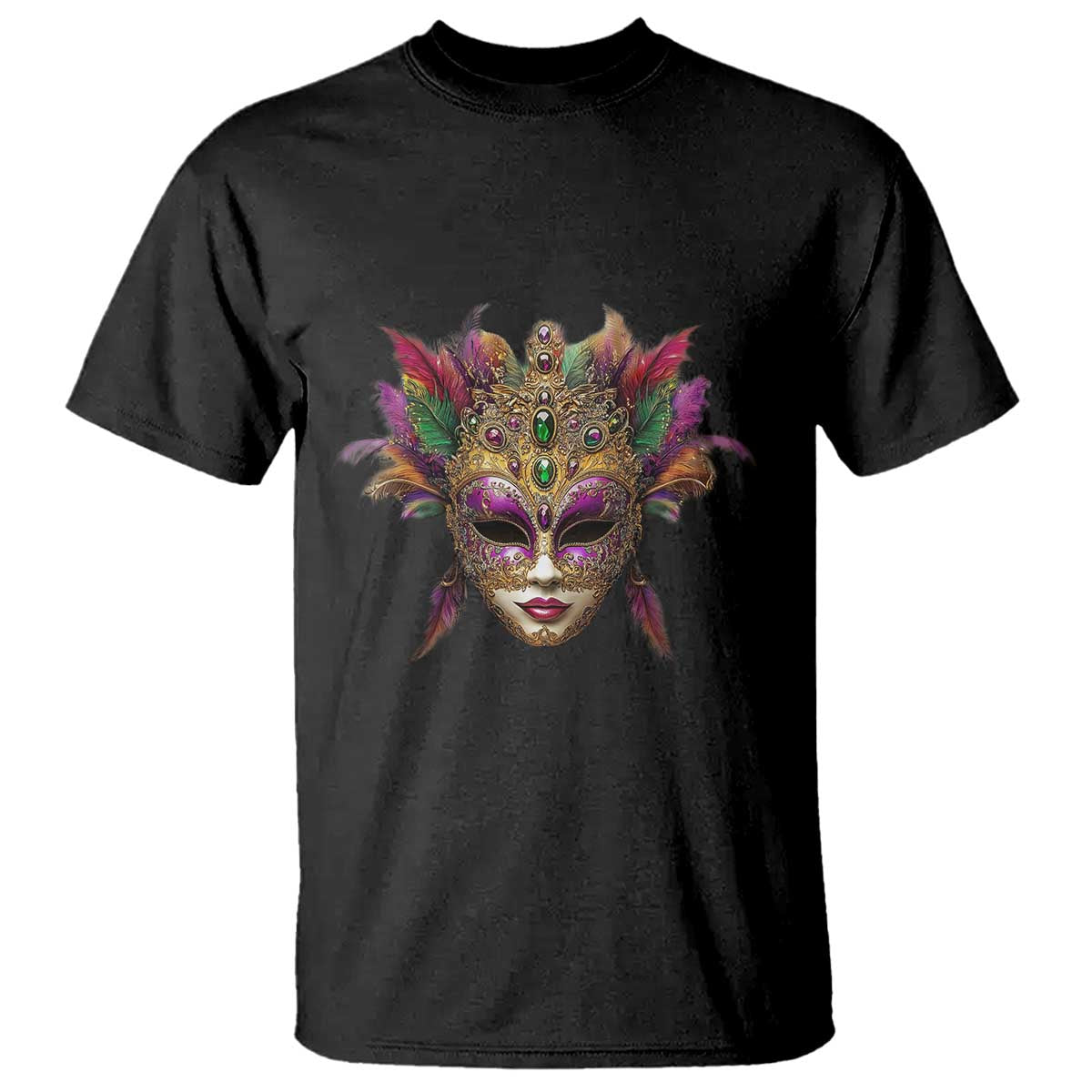 Jeweled Mask Louisiana Mardi Gras T Shirt TS09 Black Print Your Wear